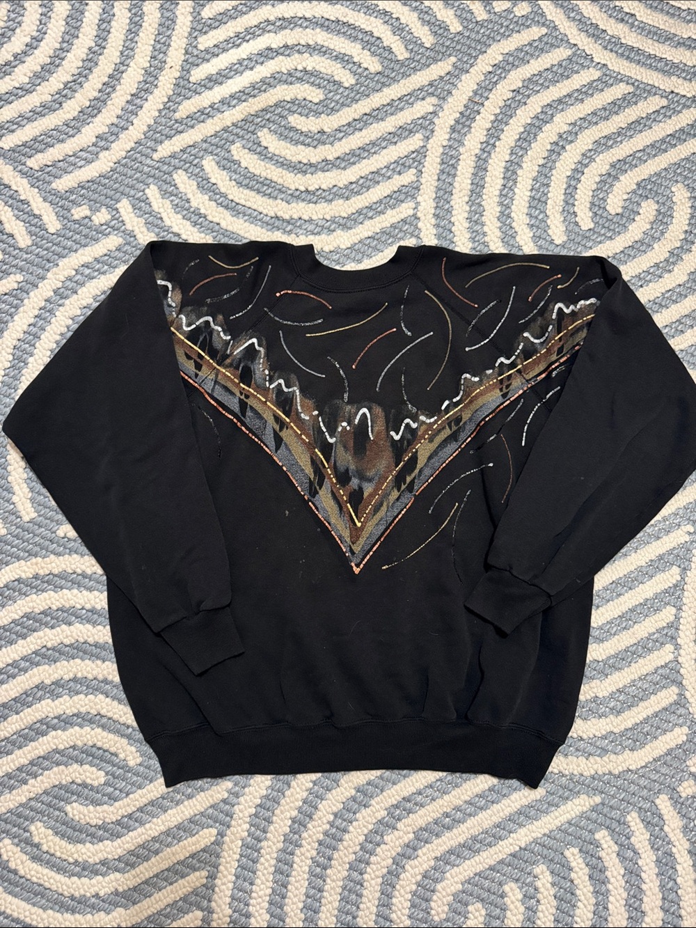 Vintage Hanes 80s/90s Hand-Painted Abstract Sweatshirt XL USA